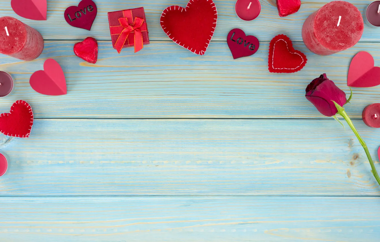 Photo wallpaper red, gift, chocolate, roses, candy, hearts, red, love