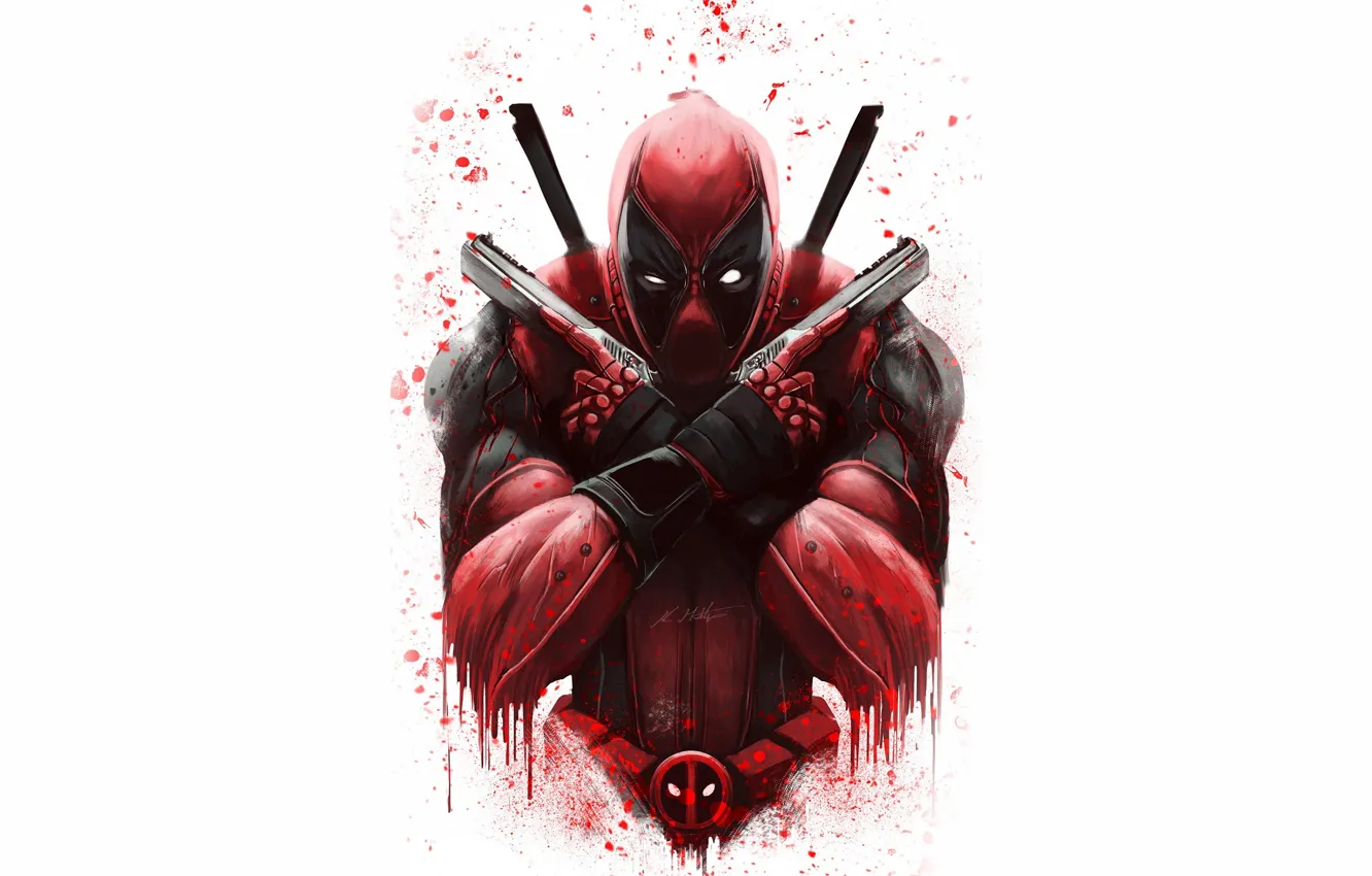 Photo wallpaper gun, art, comic, Deadpool