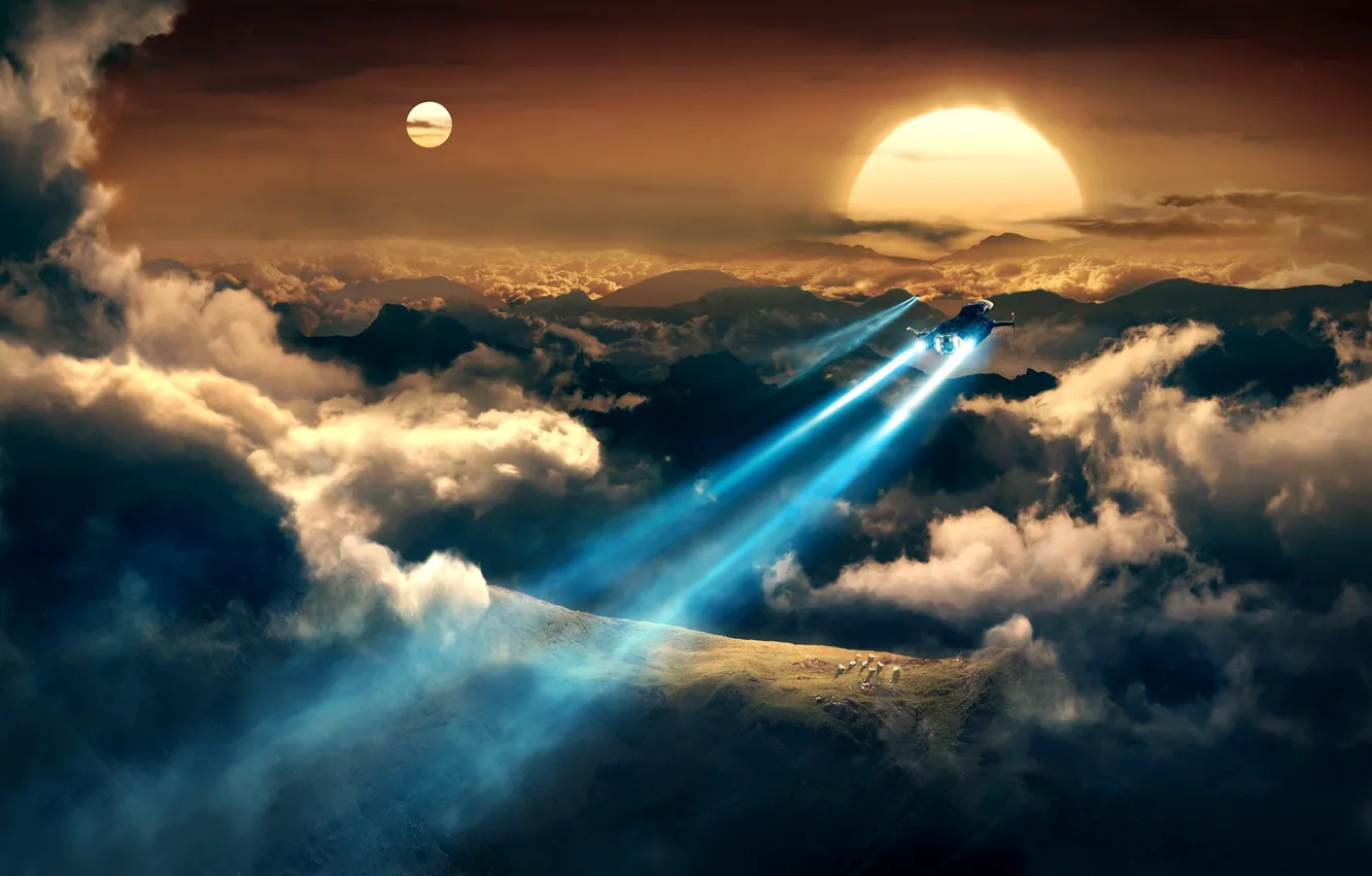 Photo wallpaper flight, space, planet, trajectory, train, fantasy, art, starship