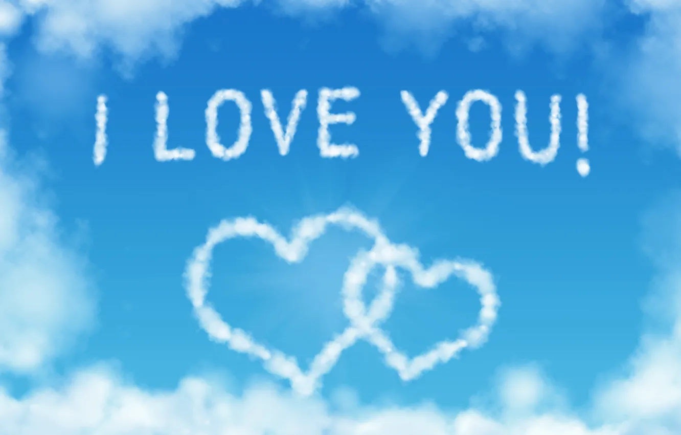 Photo wallpaper the sky, clouds, heart, i love you