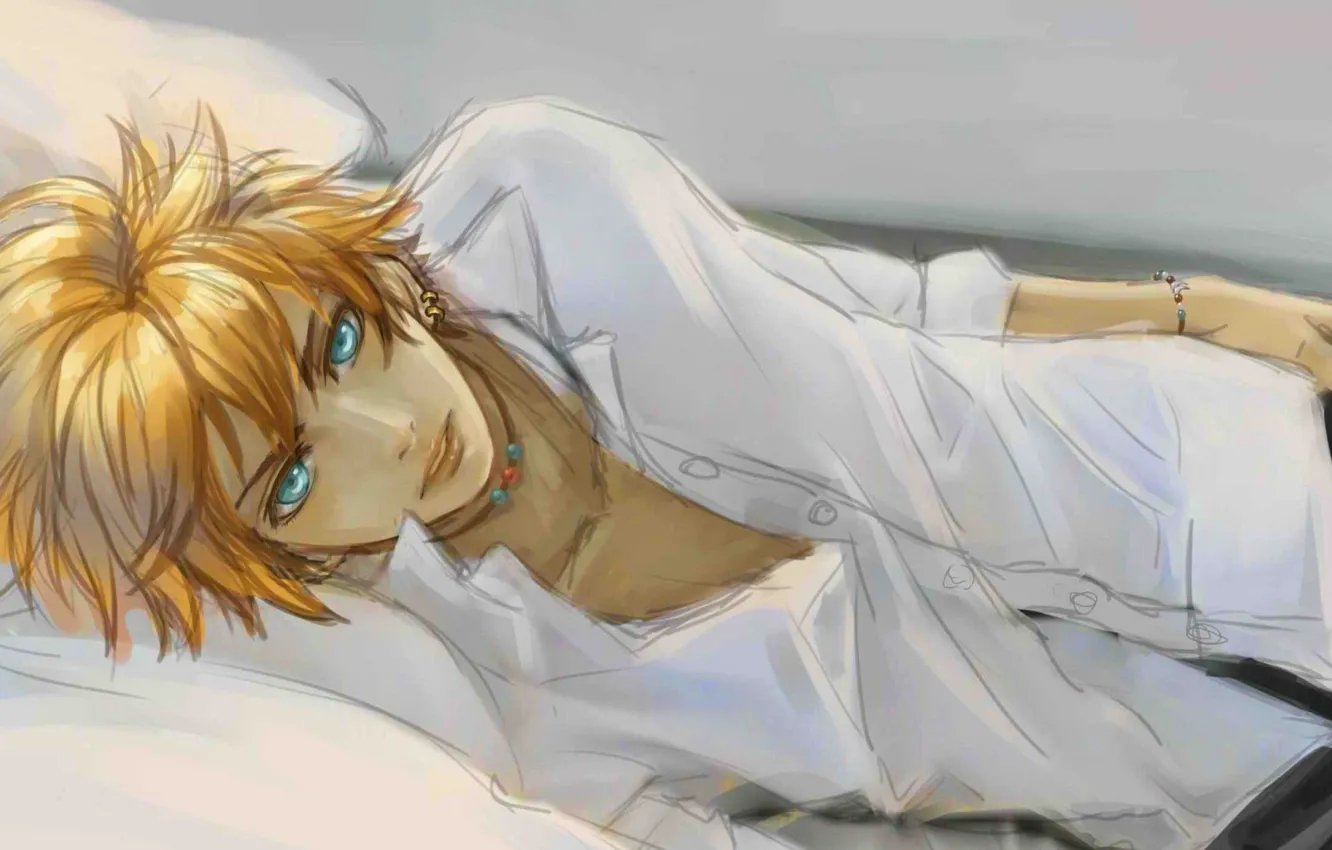 Photo wallpaper look, guy, blue eyes, blonde