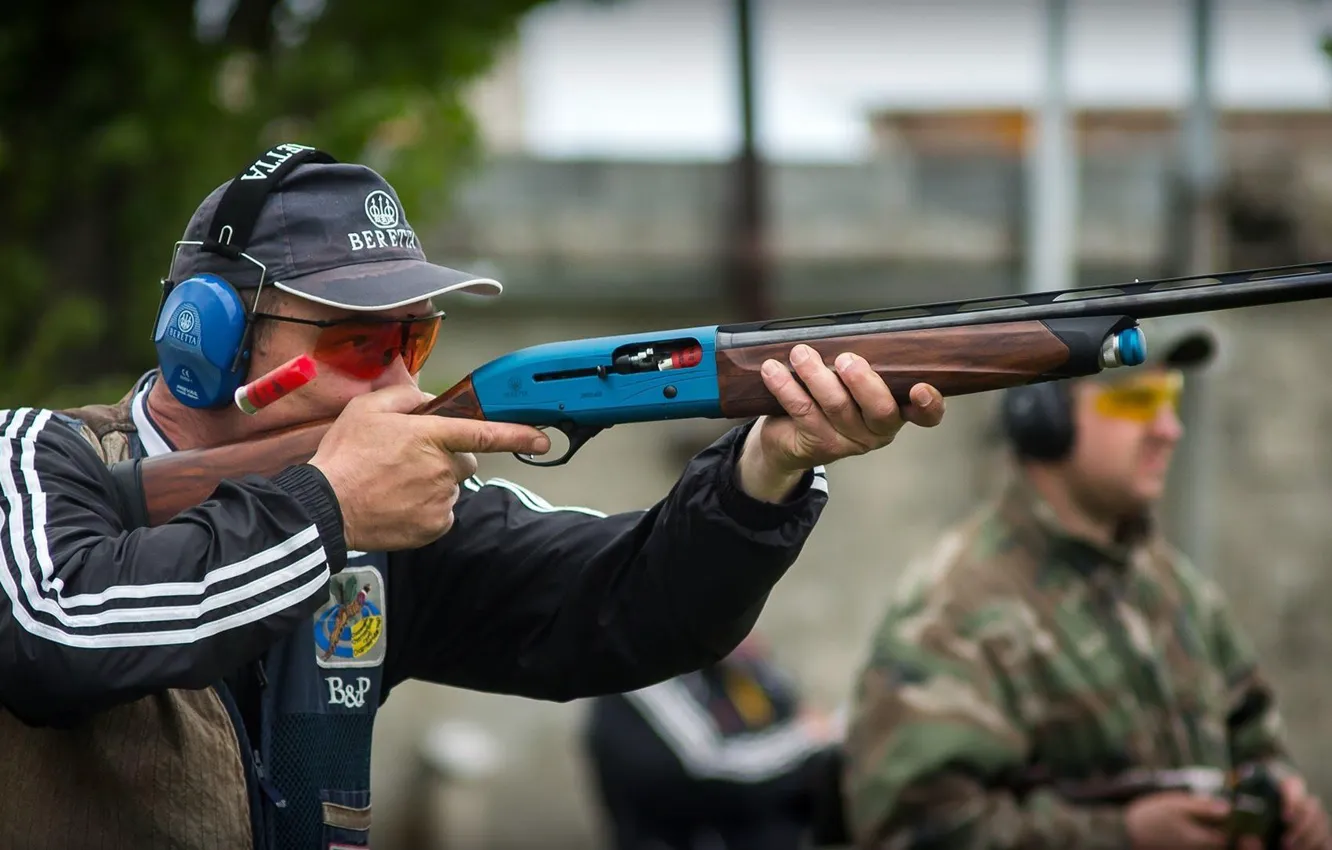 Photo wallpaper weapons, stand, the shooting range, shooter, smoothbore, aiming, single-barreled, bench shooting