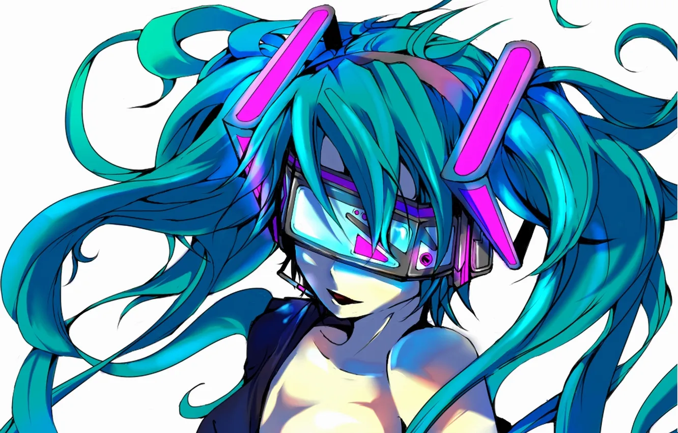 Photo wallpaper girl, mask, art, microphone, vocaloid, hatsune miku, Vocaloid