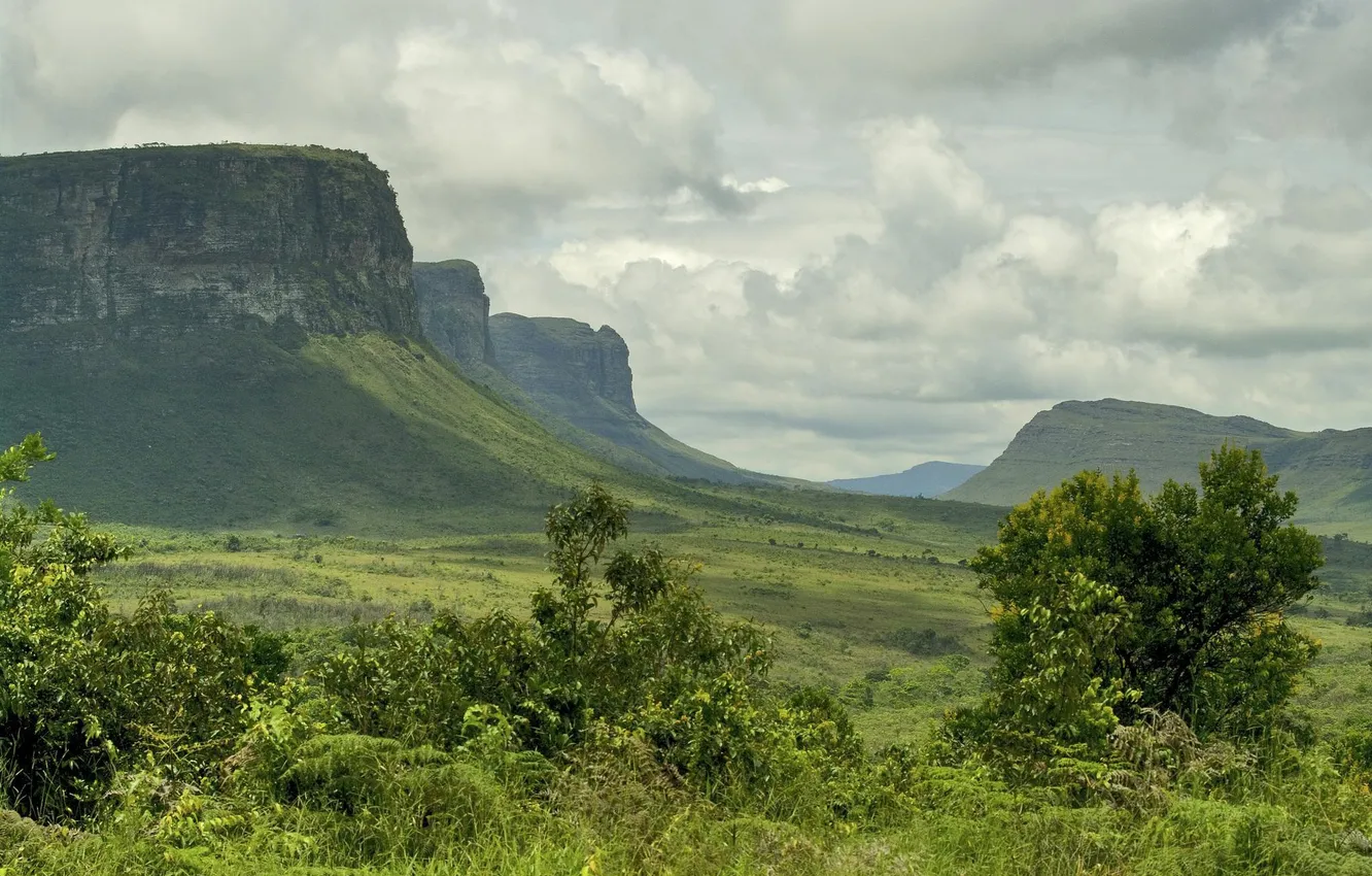 Photo wallpaper the sky, clouds, mountains, valley, Brazil, Baja, Chapada Diamantina