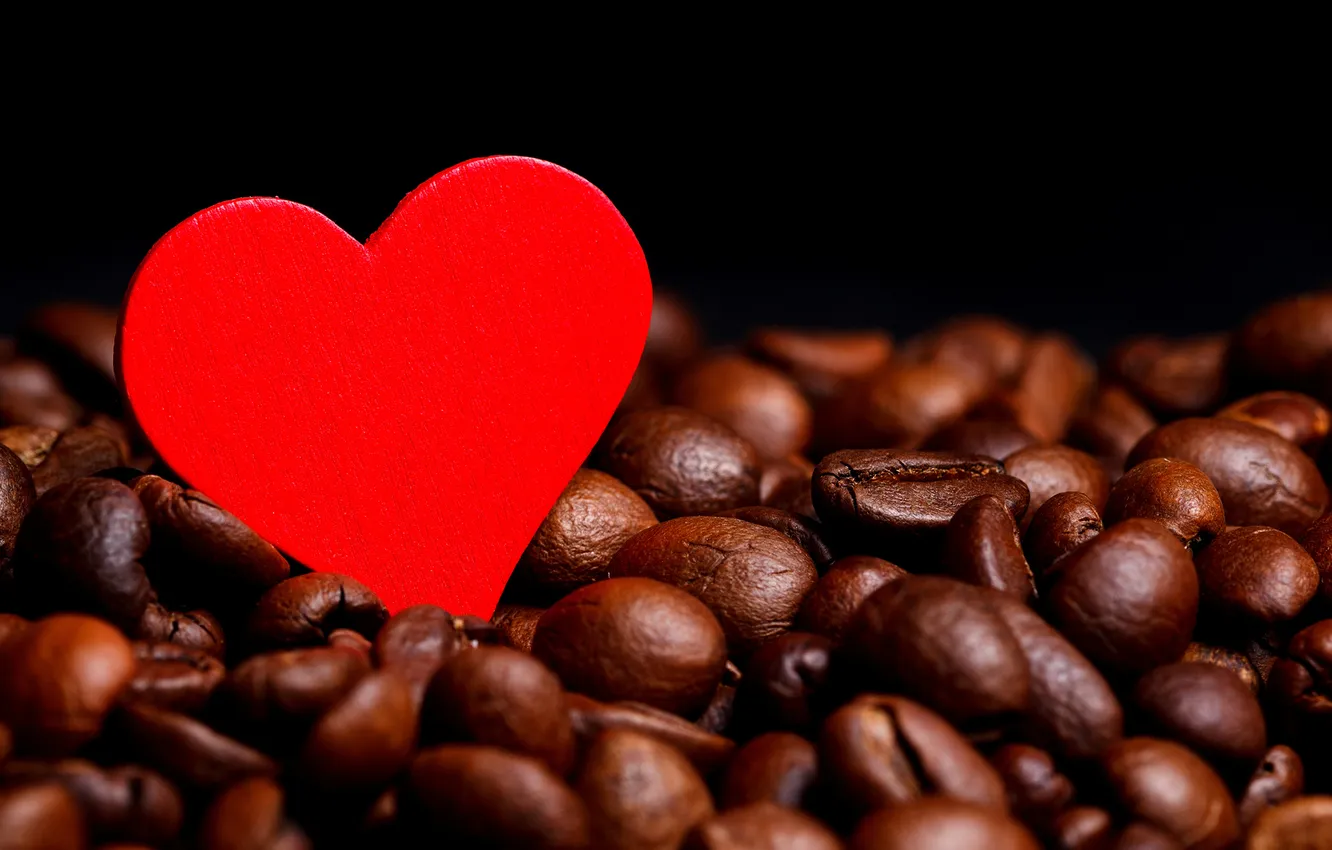 Photo wallpaper red, heart, coffee, grain, heart