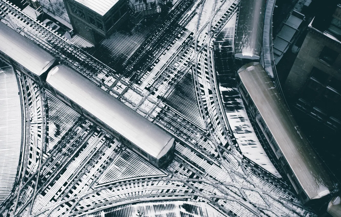 Photo wallpaper train, Chicago, USA, railroad