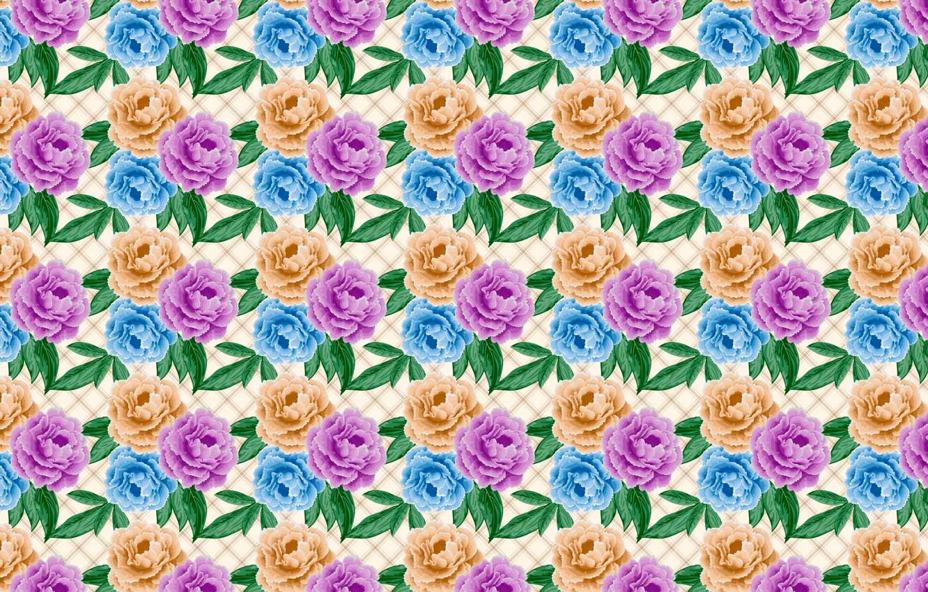 Photo wallpaper flowers, pattern, buds