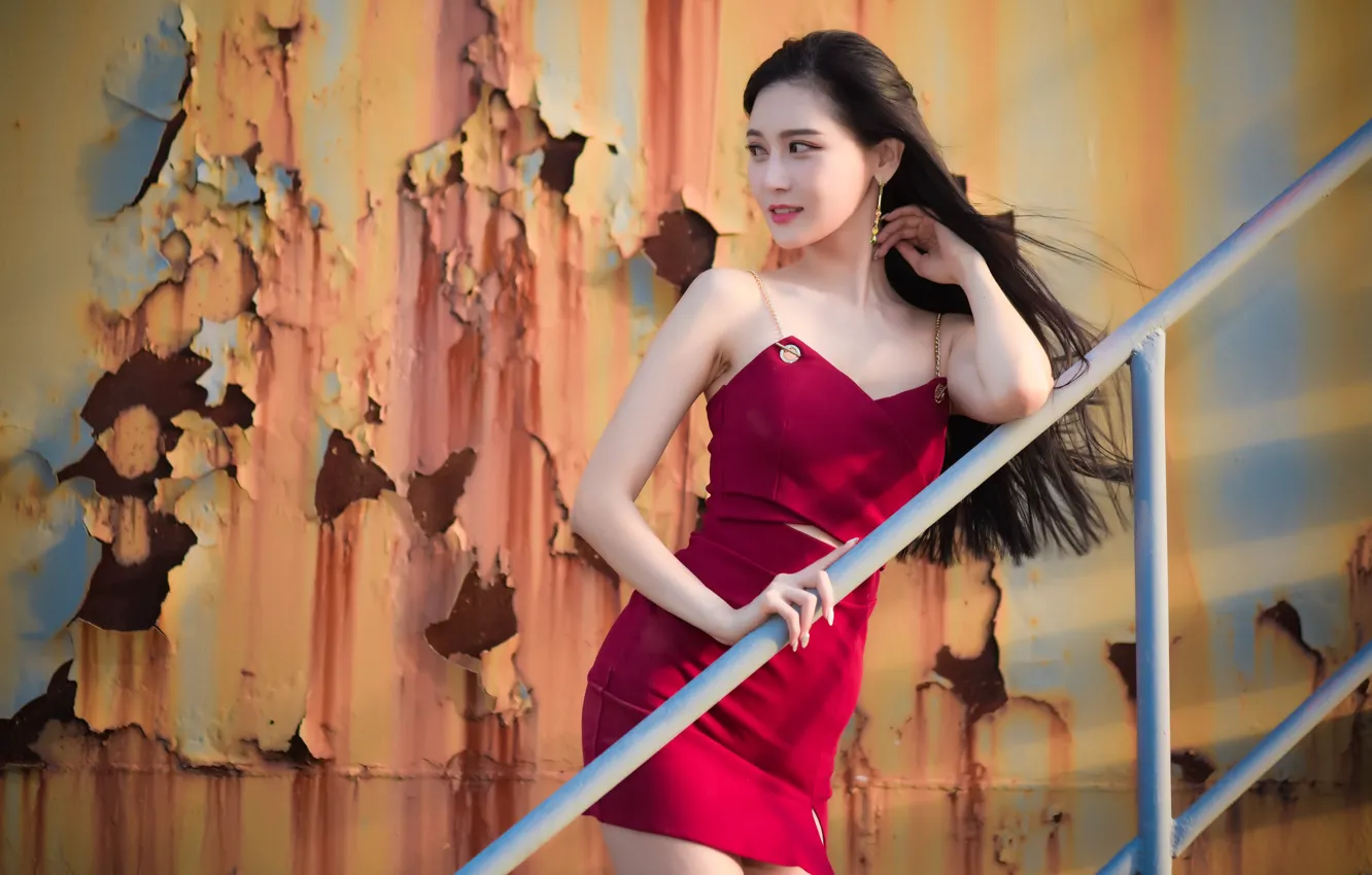Photo wallpaper girl, background, Asian