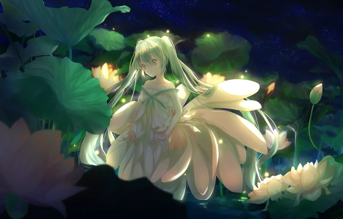 Photo wallpaper look, girl, fantasy, vocaloid, hatsune miku, Vocaloid, Hatsune Miku