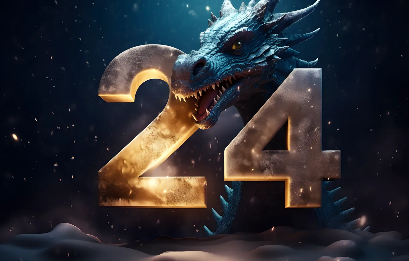 Photo wallpaper dragon, figures, New year, symbol, Chinese, symbol of the year, dragon, numbers