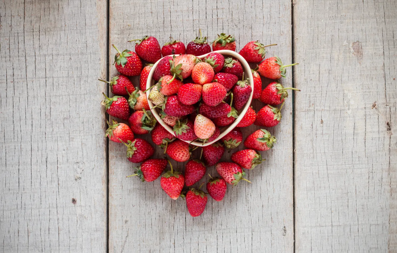 Photo wallpaper love, berries, heart, strawberry, red, love, fresh, romantic