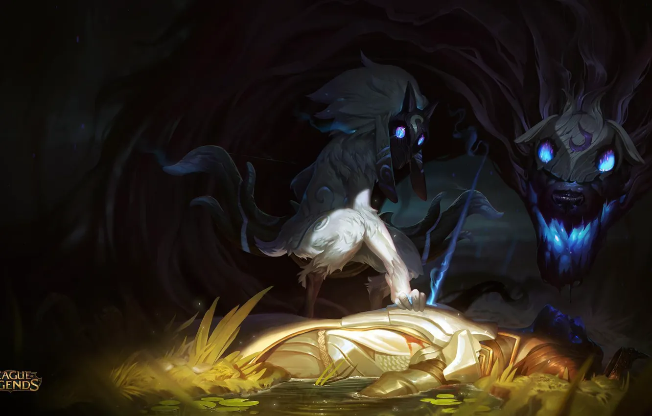 Photo wallpaper wolf, sheep, League of legends, Kindred