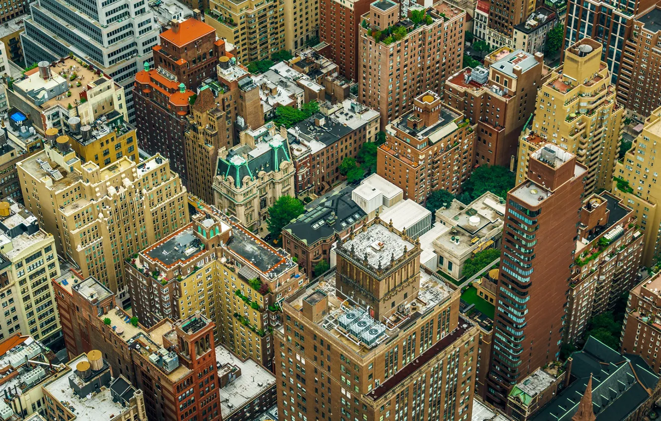 Photo wallpaper USA, the view from the top, New York, bird's-eye view, New York USA