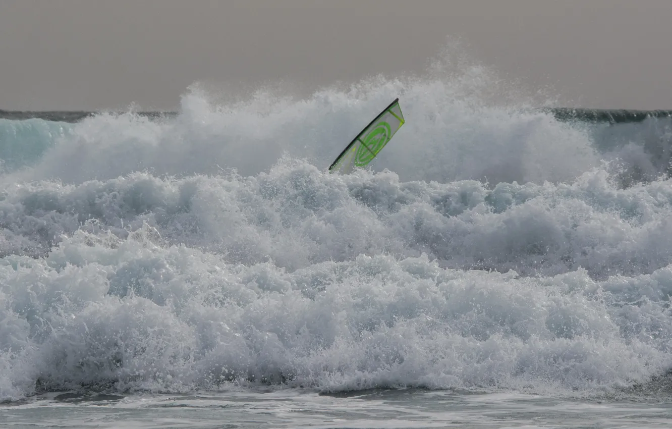 Photo wallpaper sea, wave, the wind, sail, Windsurfing