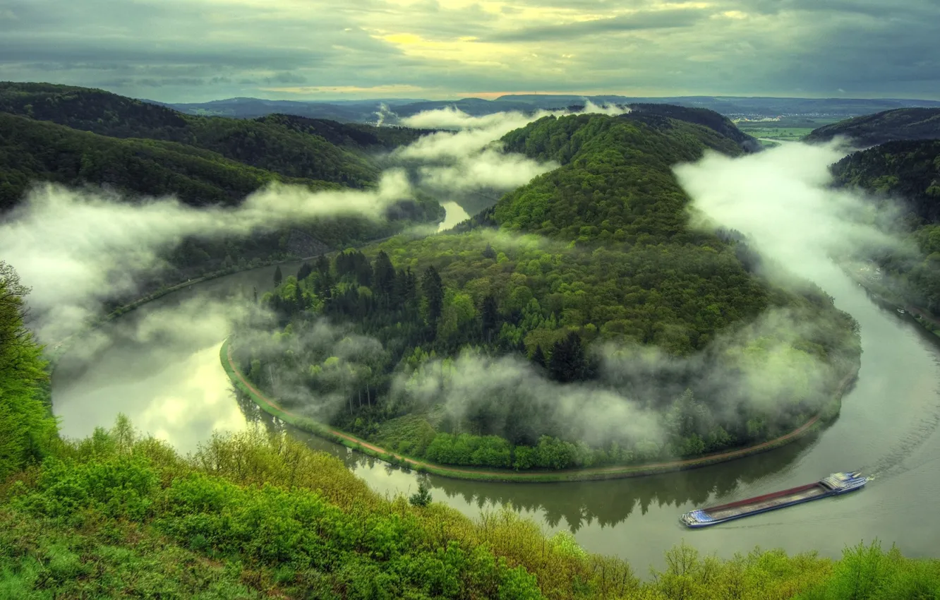 Photo wallpaper river, Germany, Saar loop, winding