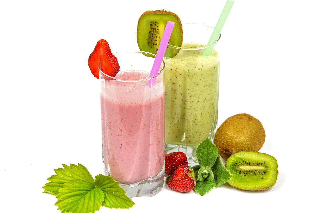 Photo wallpaper kiwi, strawberry, juice, mint