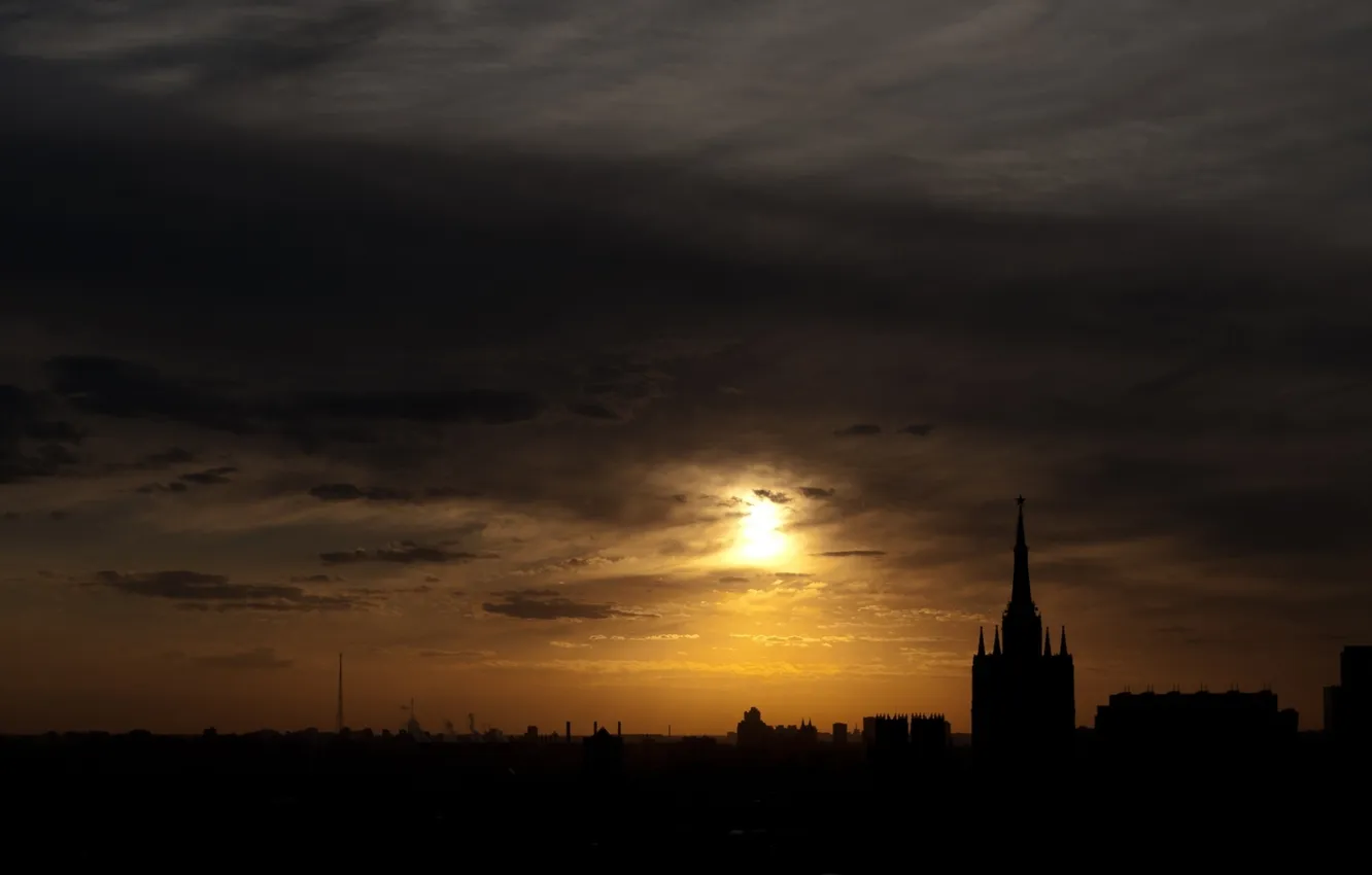 Photo wallpaper clouds, sunset, clouds, the city, Moscow, The Kremlin