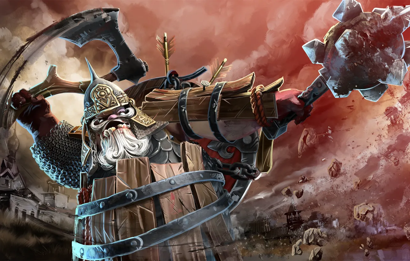 Photo wallpaper axe, dwarf, Mace, dota 2, pudge