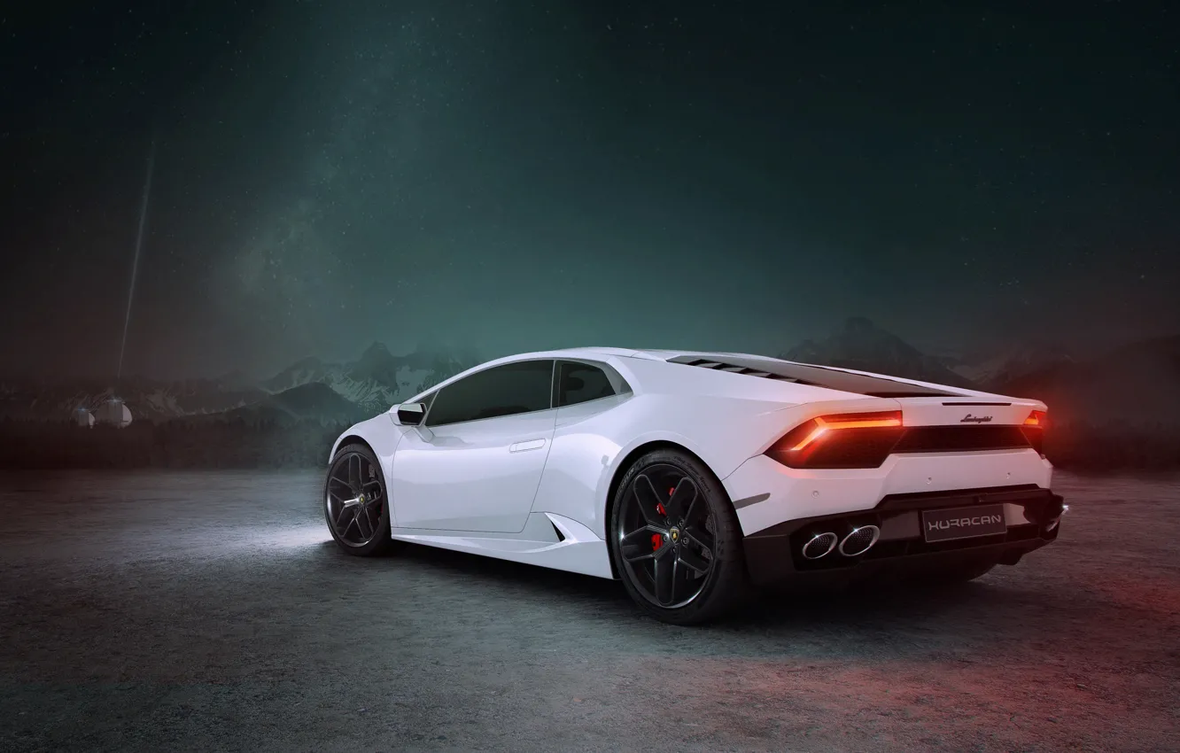 Photo wallpaper rendering, Lamborghini, supercar, CGI, Huracan