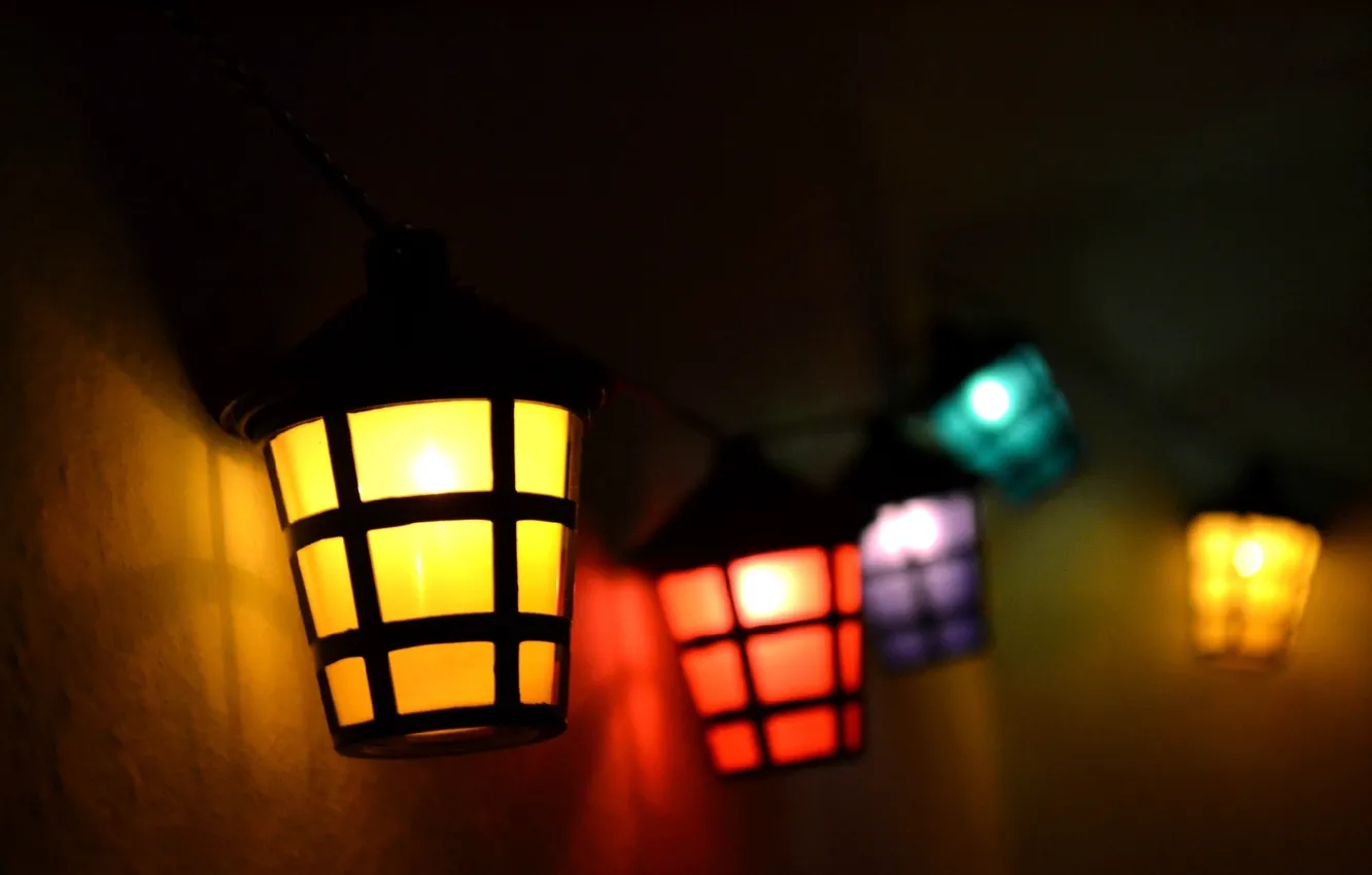 Photo wallpaper lights, colors, red, yellow, blue, purple, lamp