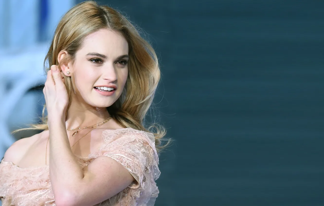 Wallpaper Smile Actress Blonde Gesture Beautiful Girl Lily James Positiv For Mobile And 