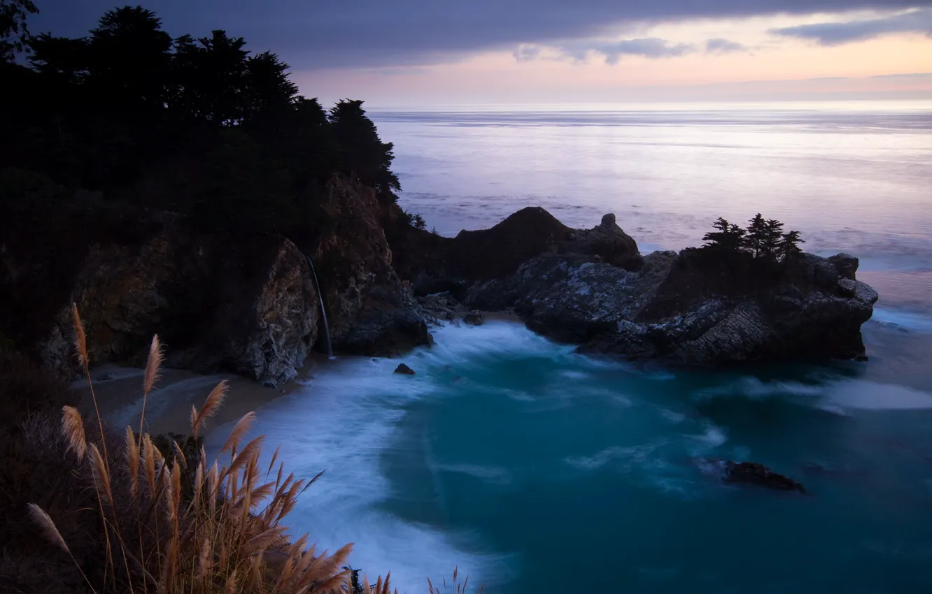Photo wallpaper landscape, seascape, California, McWay Falls