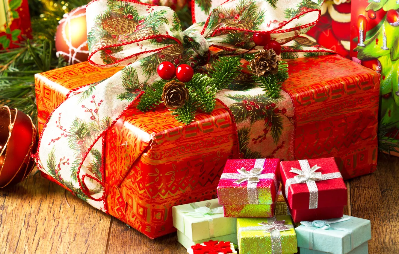Photo wallpaper mood, holiday, gifts, New year, new year, box, gift, 2015