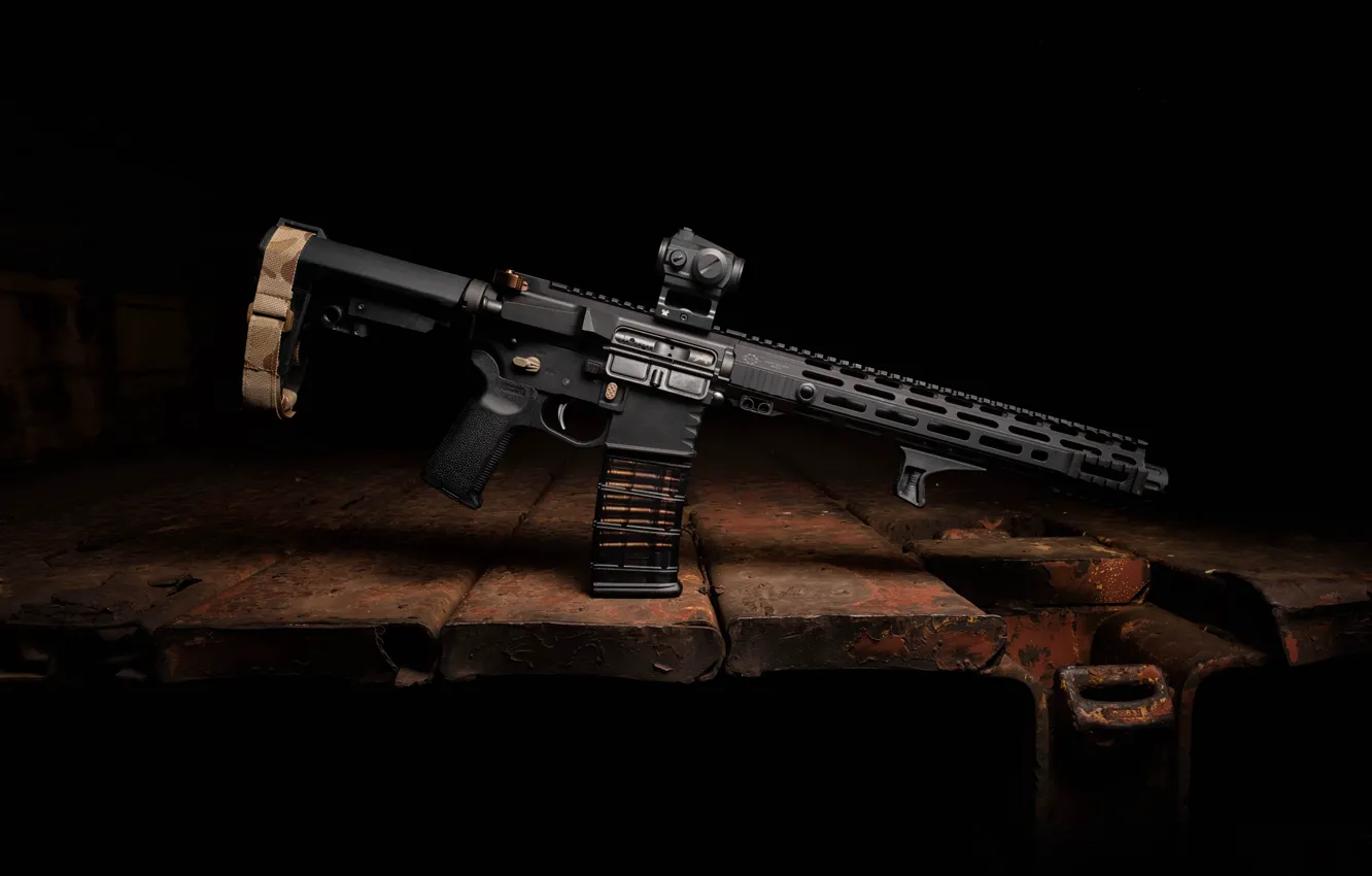 Photo wallpaper weapons, background, assault rifle