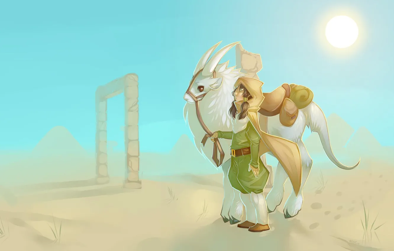 Photo wallpaper sand, animal, desert, two