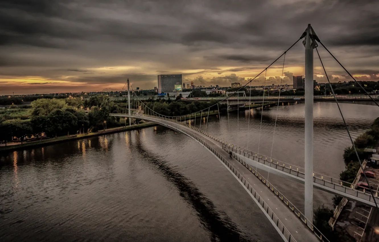 Photo wallpaper bridge, river, Amsterdam, support, panorama, Netherlands