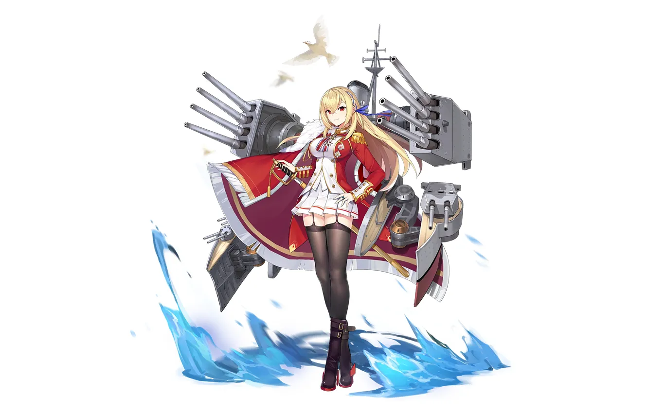 Photo wallpaper girl, sexy, thighhighs, long hair, dress, boobs, anime, beautiful