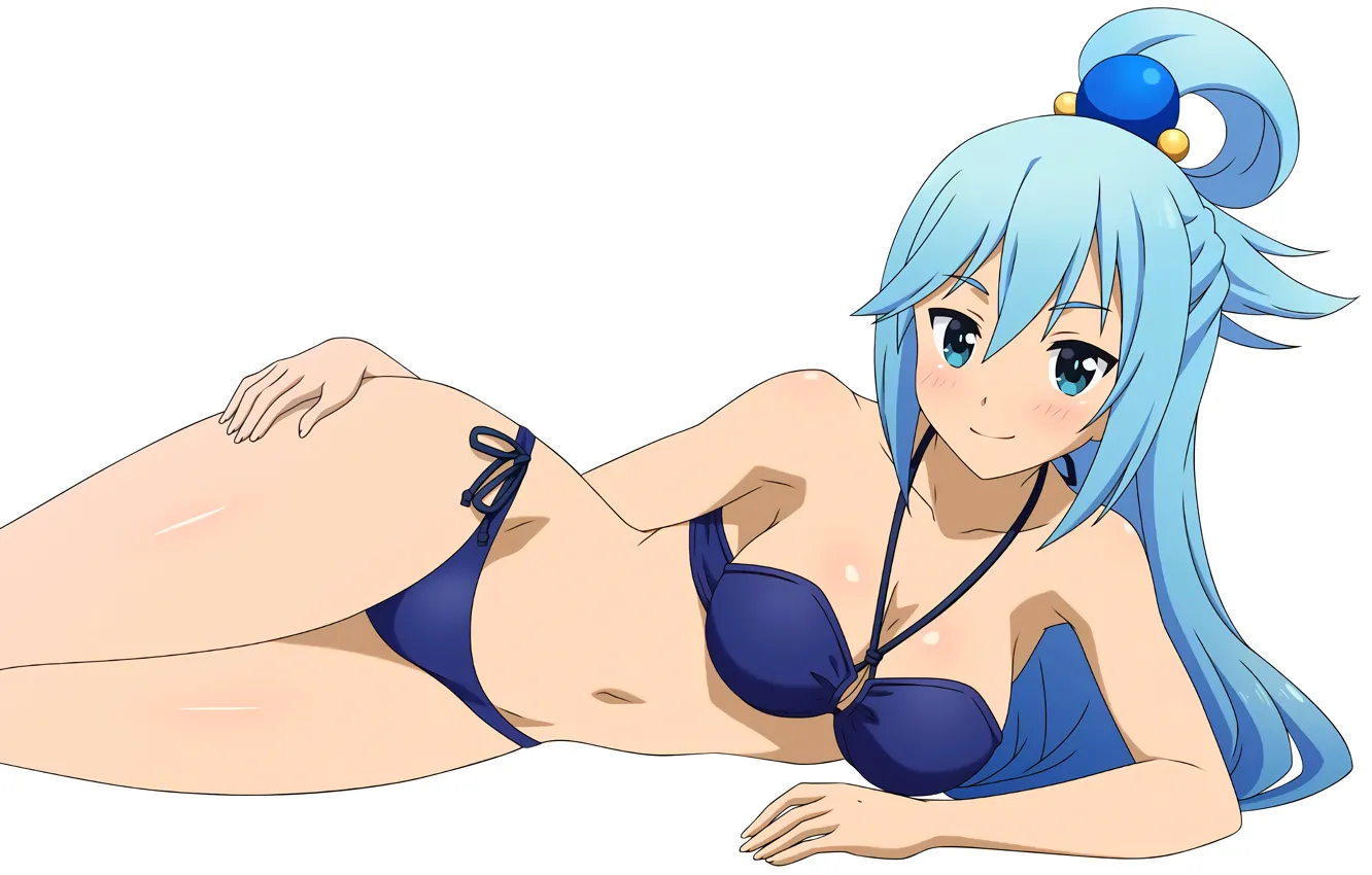 Photo wallpaper girl, sexy, cleavage, long hair, boobs, anime, Aqua, blue eyes