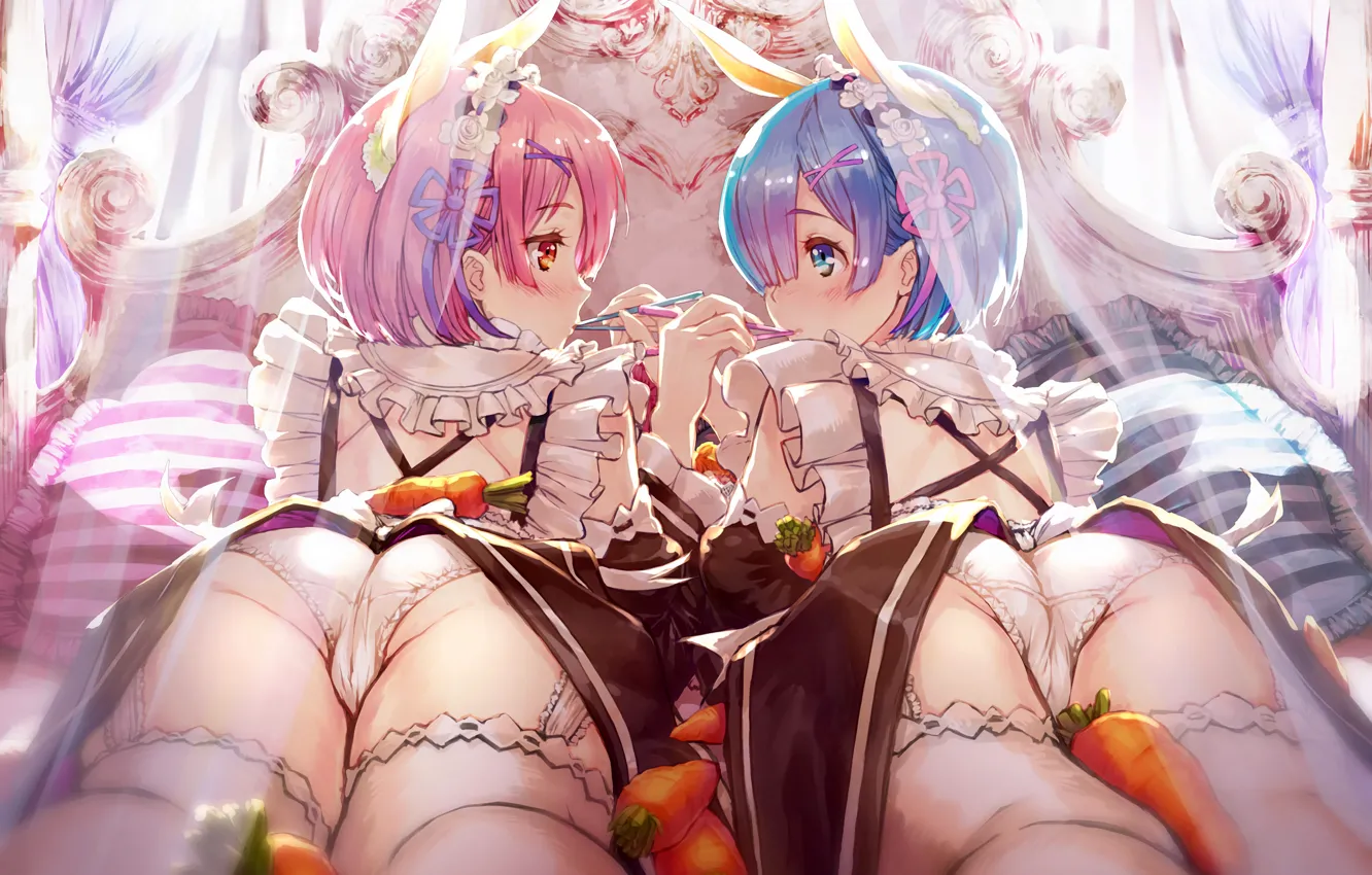 Photo wallpaper girl, sexy, lingerie, ass, panties, thighhighs, pink hair, dress