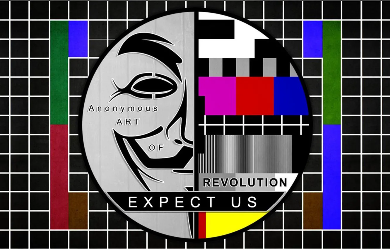Photo wallpaper Art, Anonymous, Revolution, Test pattern, Expect us, Anonymous art