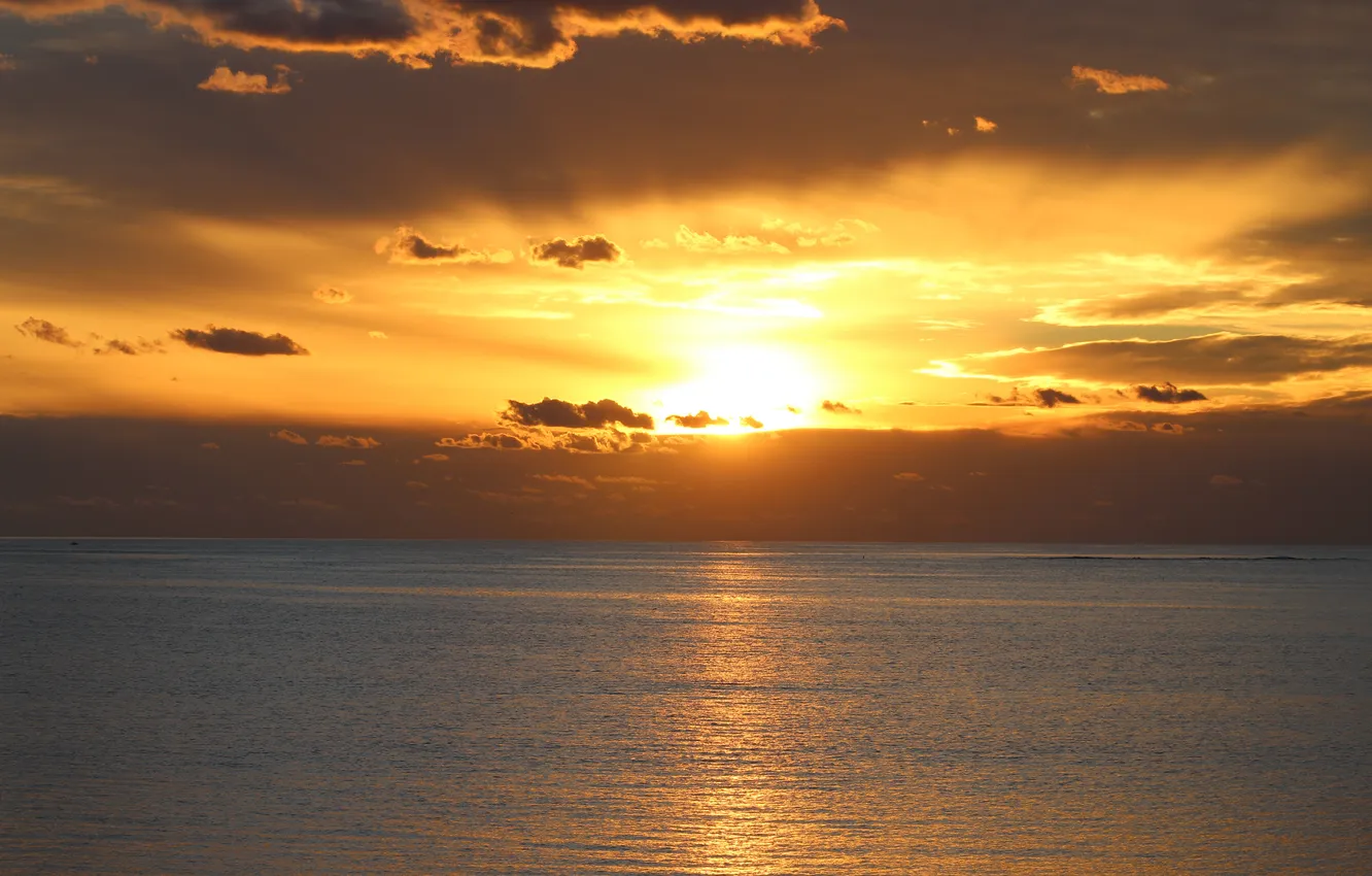 Photo wallpaper sea, the sky, the sun, clouds, dawn, horizon, Australia