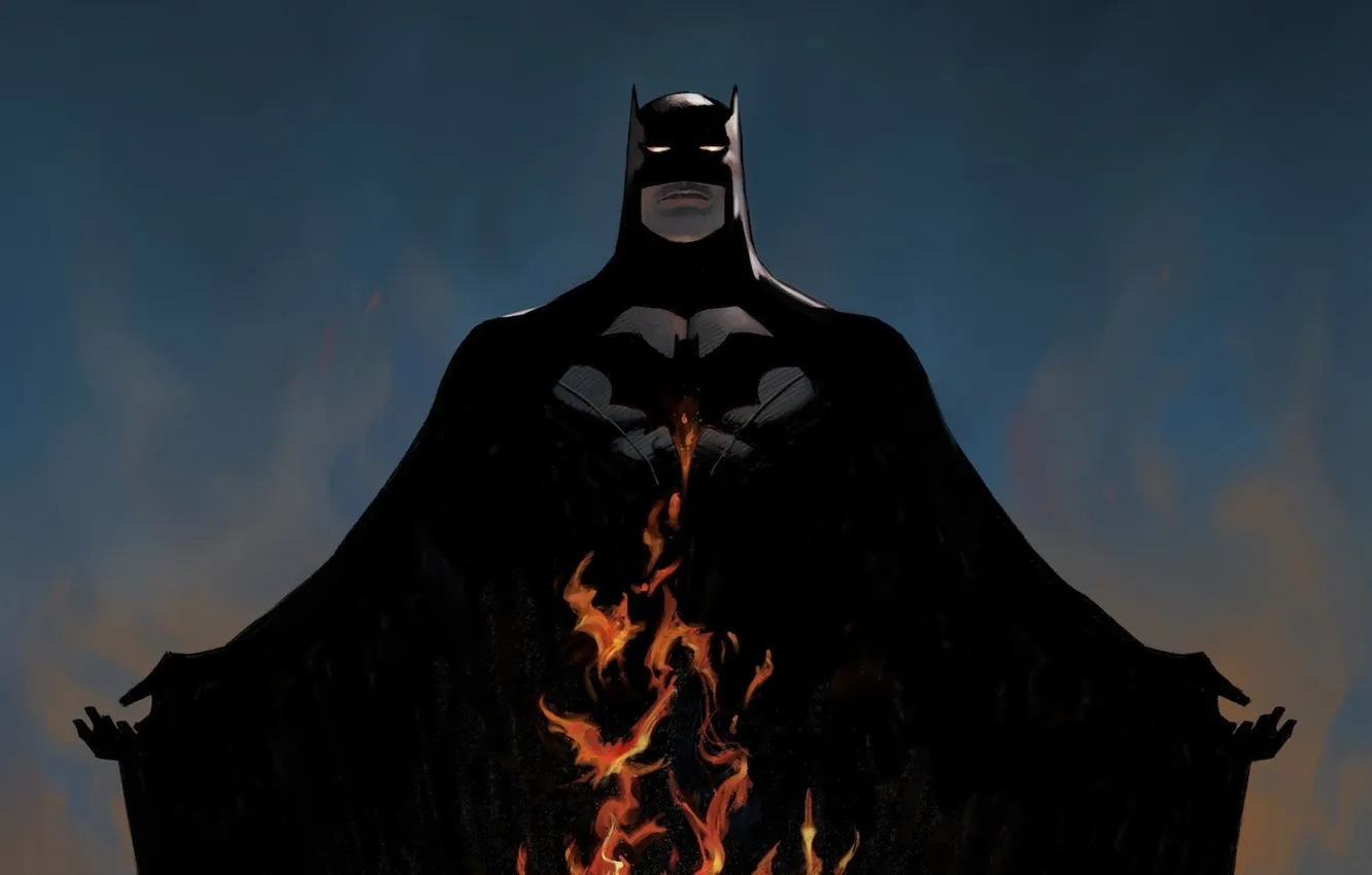 Photo wallpaper pose, flame, costume, Batman, Batman, DC Comics