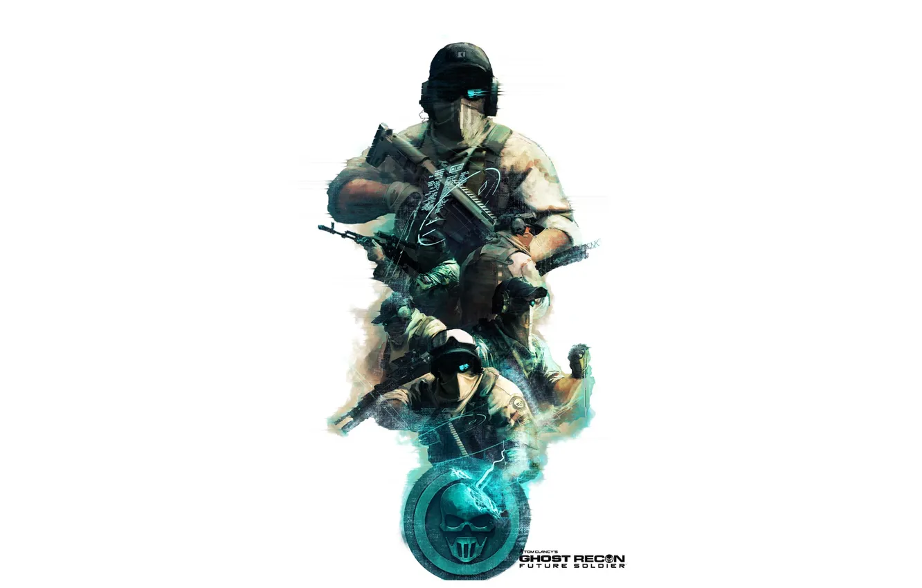 Photo wallpaper weapons, skull, logo, soldiers, Wallpaper ghost recon