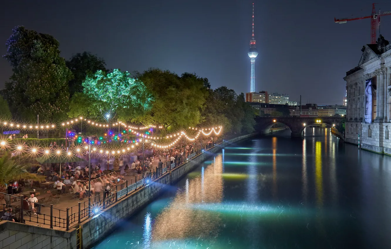 Photo wallpaper lights, the evening, Germany, Berlin