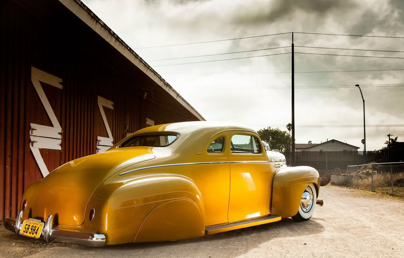 Photo wallpaper Coupe, Plymouth, Yellow, Old, Custom, Low, Vehicle, Business