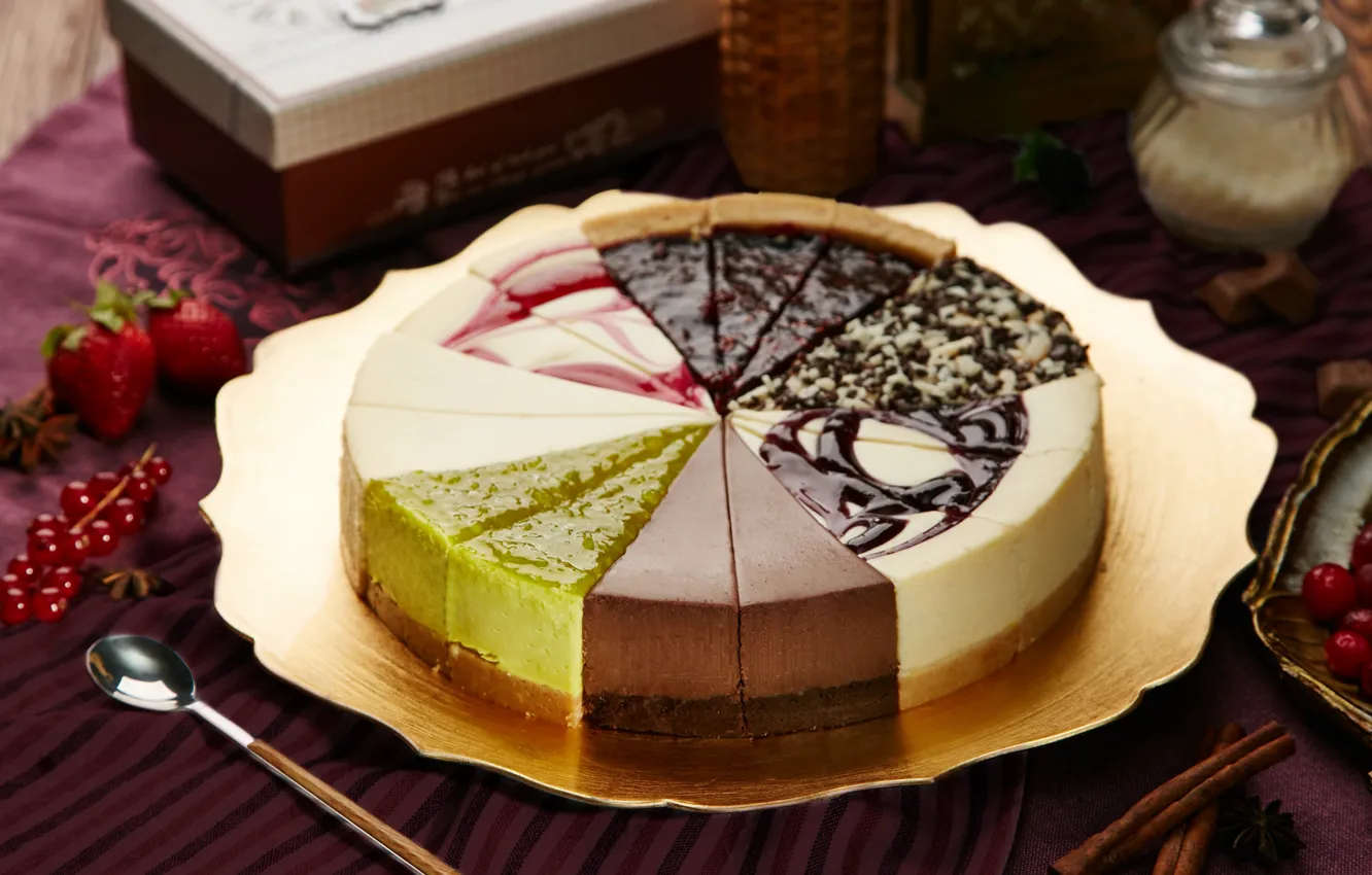 Photo wallpaper cake, piece, cheesecake, cuts