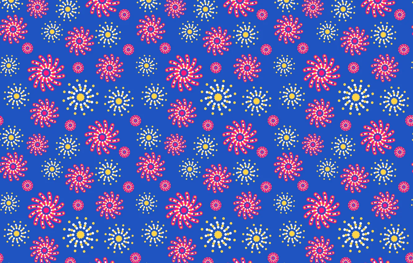 Photo wallpaper flowers, blue, pattern