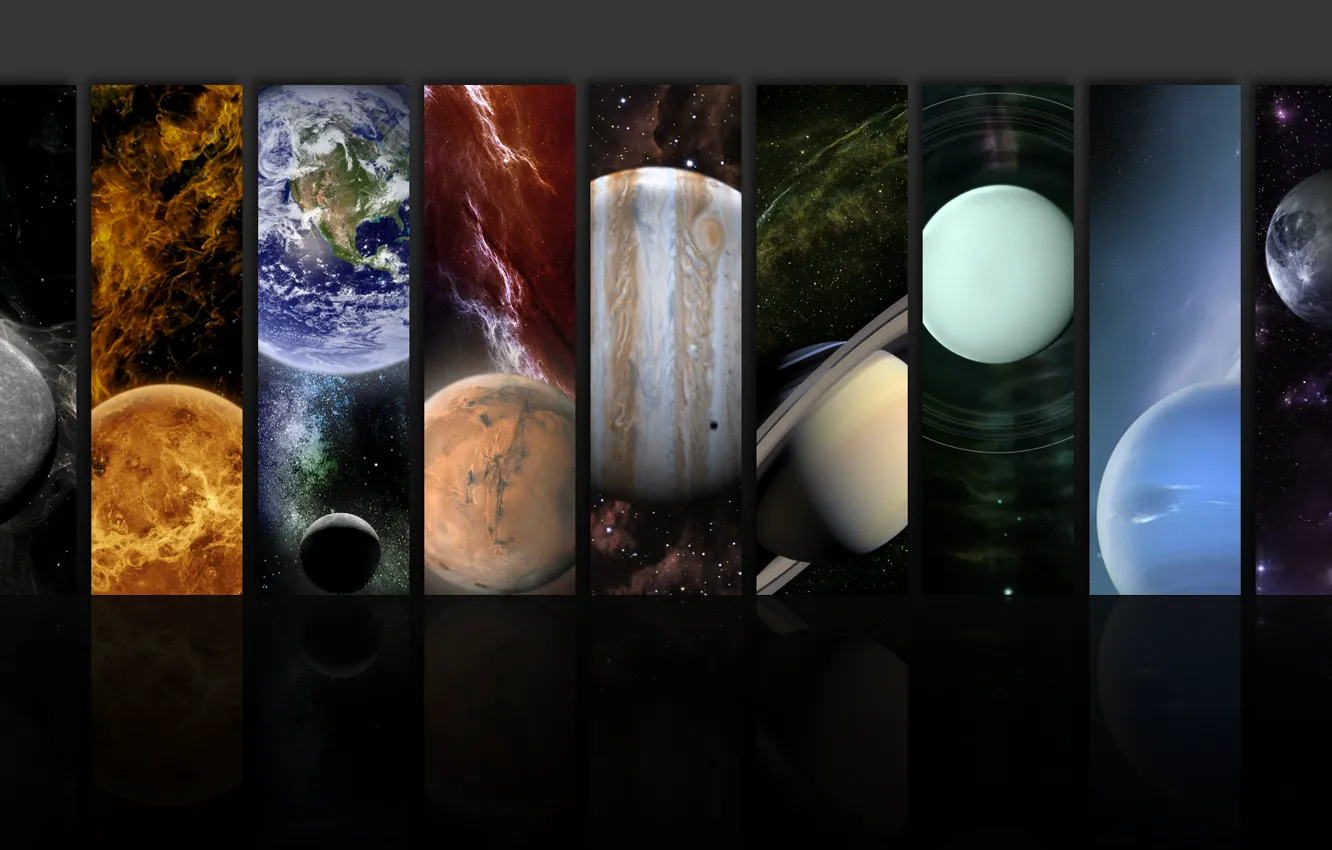 Photo wallpaper earth, planet, Mars, Jupiter, Neptune, Saturn, Venus