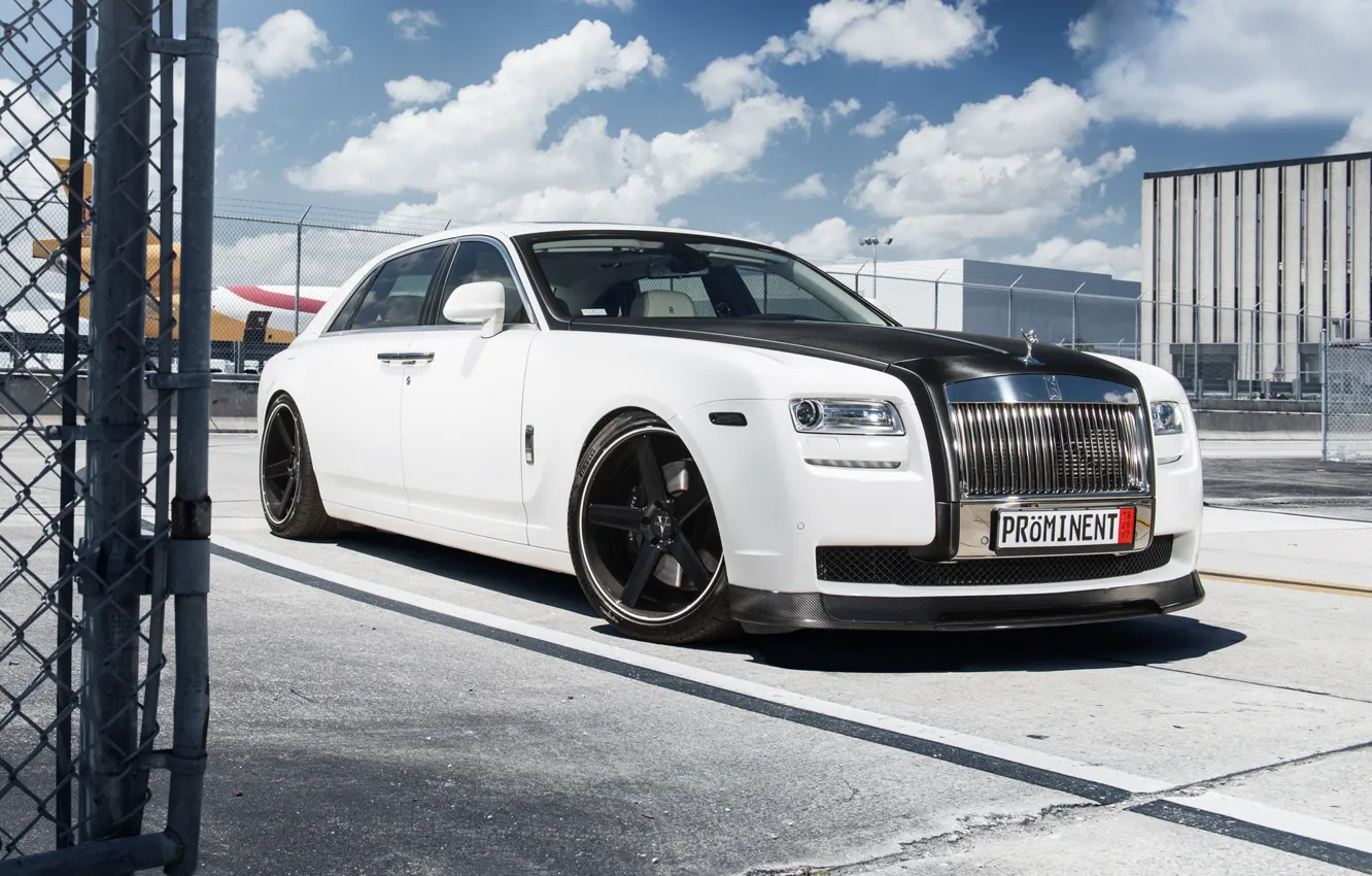 Photo wallpaper tuning, white, Rolls Royce, Ghost, tuning