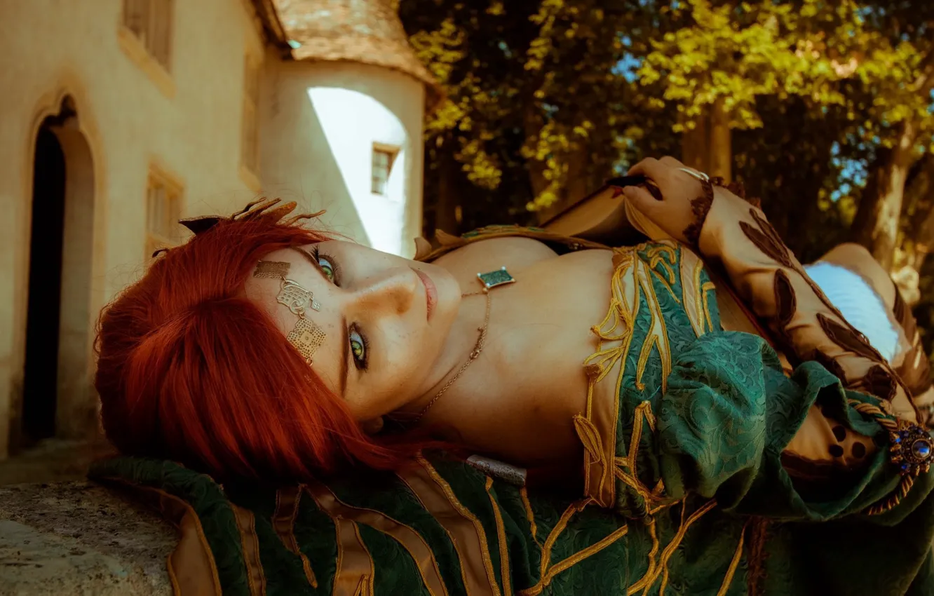 Photo wallpaper red, The Witcher, Triss Merigold, Triss Meri