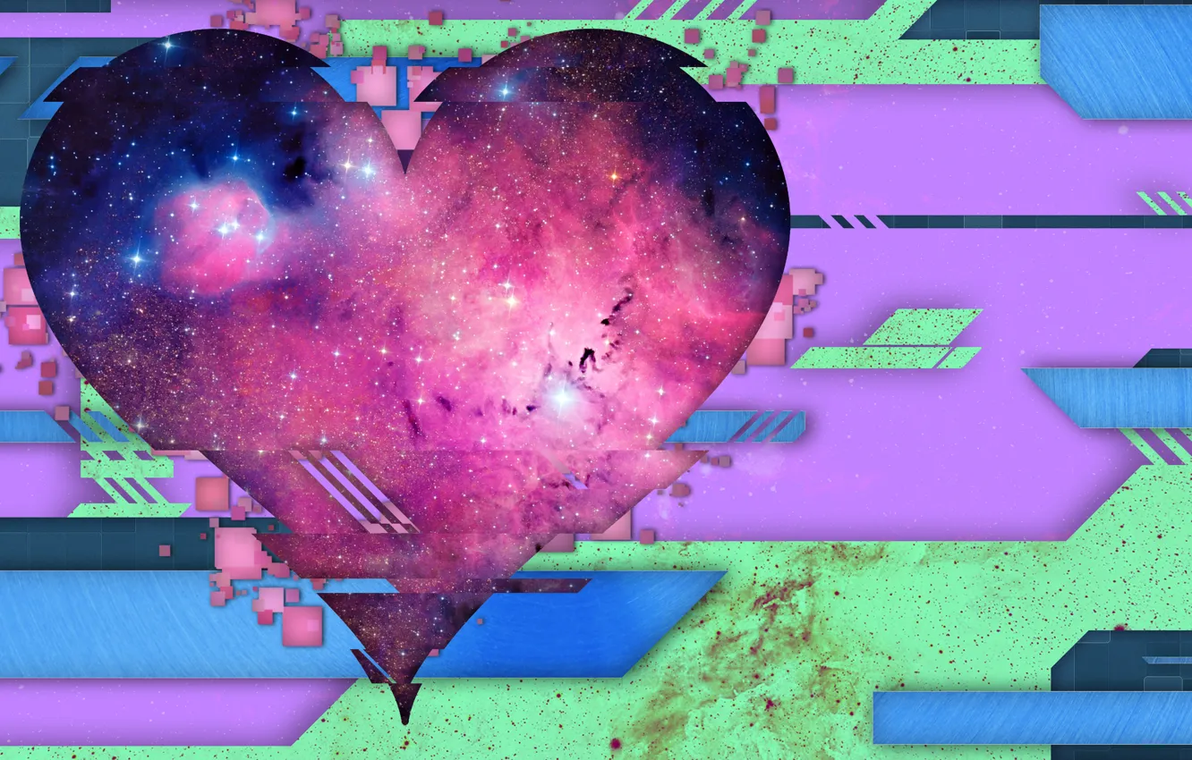 Photo wallpaper line, abstraction, heart, color, vector, pixels, my