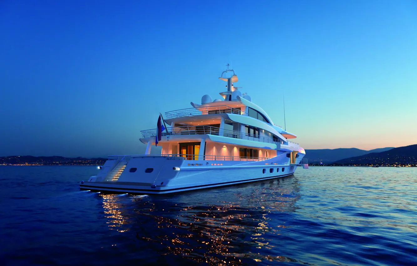 Photo wallpaper sea, the evening, yacht, 57.70 m, beauty with smart hybrid, AMELS