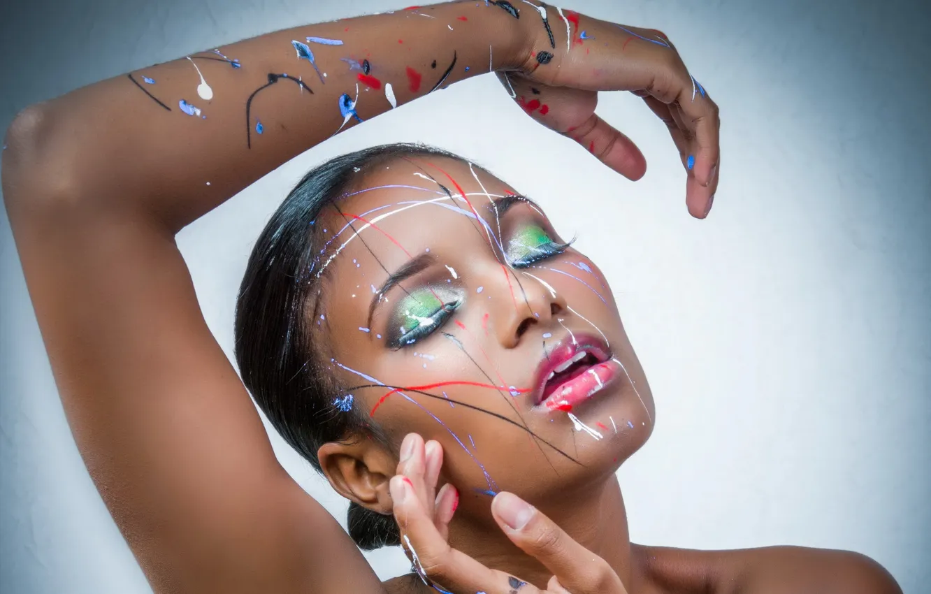 Photo wallpaper girl, pose, paint
