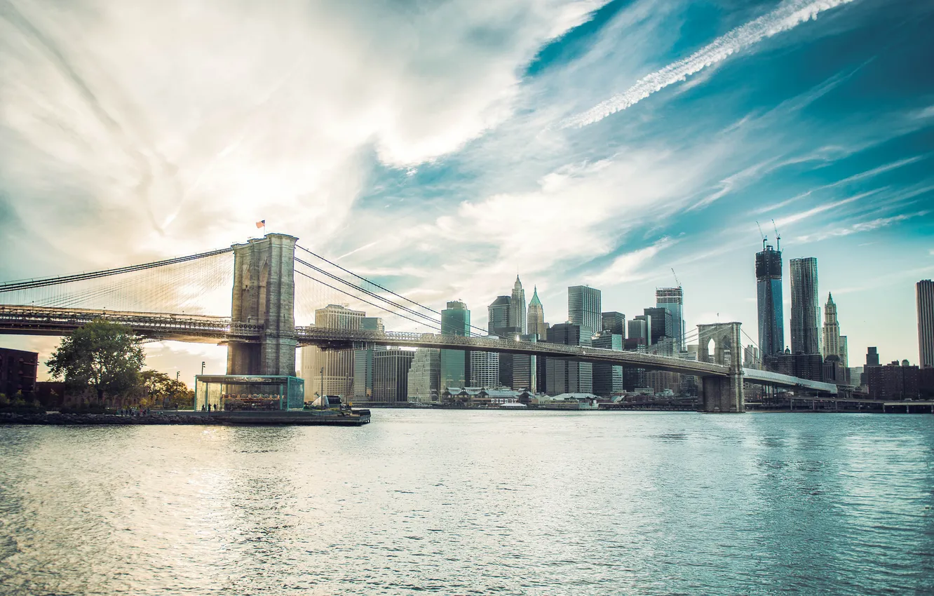 Photo wallpaper the city, dawn, New York, skyscrapers, USA, megapolis, NYC, New York City