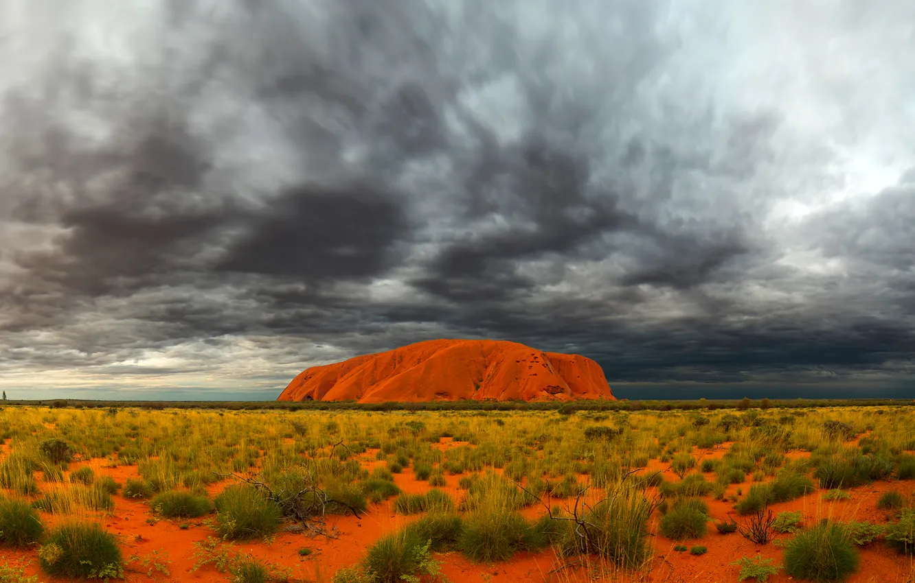 Photo wallpaper the sky, clouds, mountains, desert