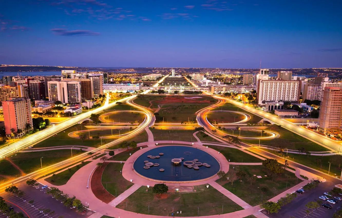 Photo wallpaper night, lights, home, Brasilia